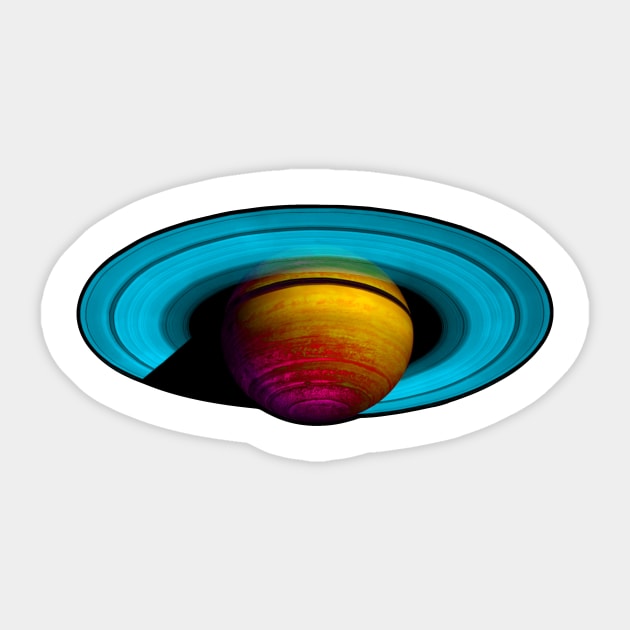 Saturn in Orange and Blue Sticker by spacerobot